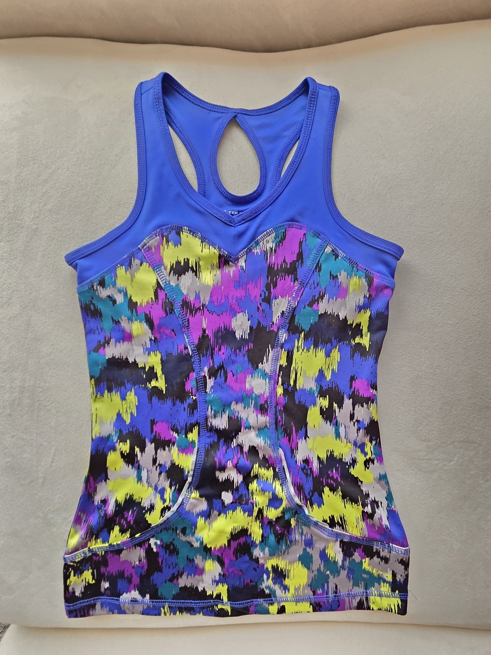 Bright Multi-Color Athletic Tank Top - Blue Trim